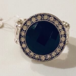 Burgundy Crystal Silver Stretch Ring